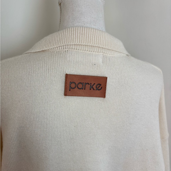 Parke Cashmere and Wool Polo Sweater In Cream Size L/XL - Picture 5 of 14